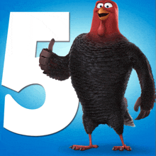 a cartoon turkey giving a thumbs up in front of a number 5