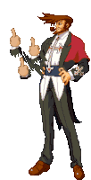 a pixel art of a man with a cross on his shirt