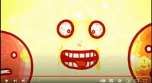 a video on youtube shows a cartoon face with big eyes and a mouth