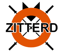 a logo for zitterd with a circle and swords around it