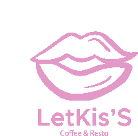 a logo for letki 's coffee and resto with a pink lip