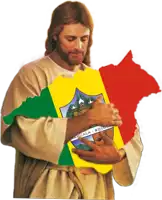 a picture of jesus holding a map of huala solo