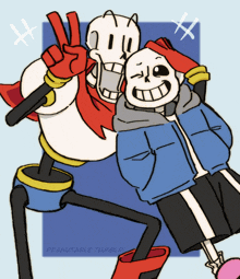 a drawing of papyrus and sans with the words peanutable.tumblr below them