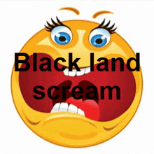 a cartoon smiley face with the words black land scream on it