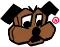 a cartoon drawing of a dog 's face with a red circle around it .