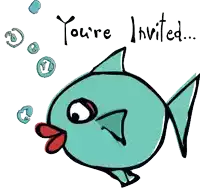 a drawing of a fish with the words you 're invited