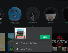 a screenshot of a chat with red team screen