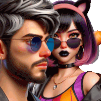 a man and a woman wearing sunglasses and a cat headband