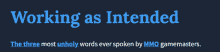 a dark blue background with the words working as intended