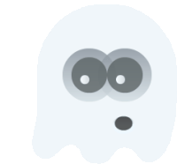 a cartoon ghost with big eyes and a surprised look on its face .