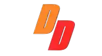 a red and orange dd logo on a white background