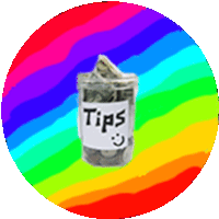 a jar of tips with a smiley face on a colorful background