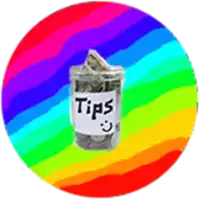 a jar of tips with a smiley face on a colorful background