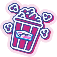 a cartoon drawing of a bucket of popcorn that says gfiber prepaid