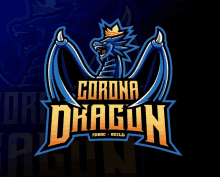 a logo for corona dragon shows a blue dragon with a crown