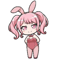 a girl with pink hair is wearing bunny ears