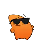 a cartoon character wearing sunglasses is smiling and dancing .