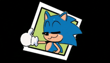 a cartoon of sonic the hedgehog is giving a thumbs up