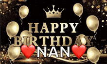 a black background with balloons and the words happy birthday nan