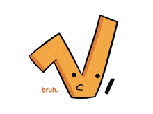 a cartoon drawing of a square root with a face and the words bruh below it