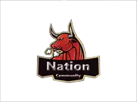 a logo for the nation community shows a bull smoking a cigarette