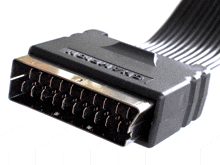 a close up of a rca / vcr cable