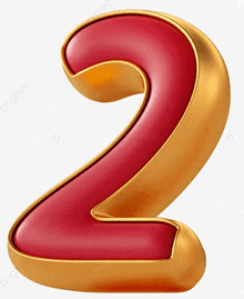 a red and gold number 2 with a white background