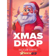 a poster for hacksaw gaming shows a picture of santa