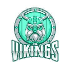 a logo for the vikings shows a viking wearing a helmet and shield