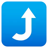 a white arrow pointing up on a blue background