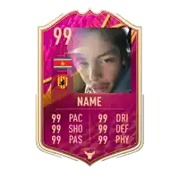 a soccer card with a picture of a person and the name name