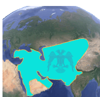 a map of the world shows a blue area with a bird on it