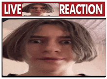 a picture of a person with the words live reaction on the bottom