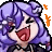 a pixel art drawing of a girl with purple hair .