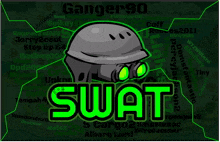 a green swat logo with a robot head