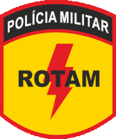 a logo for policia militar rotam with a lightning bolt on it