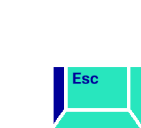 a blue and green esc key on a white background