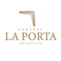 a logo for cañas la porta queretaro with a boomerang