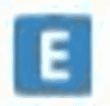 a blue square with the letter e on it