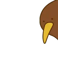 a cartoon drawing of a kiwi bird with a yellow beak on a white background