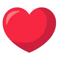 a red heart on a white background with a shadow on it