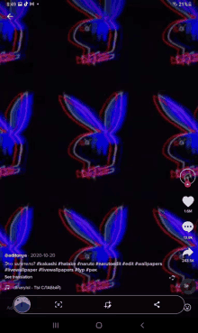 a screenshot of a tiktok video with bunny ears on a dark background