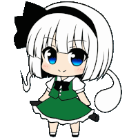 a chibi girl with white hair and blue eyes is wearing a green dress