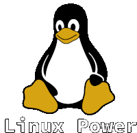 a picture of a penguin with the words linux power underneath it