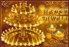 a greeting card that says happy diwali with candles