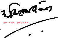 a signature of amitha bachan with a red border