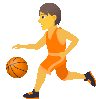 a cartoon illustration of a basketball player in orange