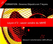 a poster with a fan and the words " lecon n ° 2 : savoir vendre du vent " on it