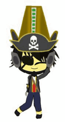 a cartoon character wearing a pirate hat , sunglasses , and headphones .