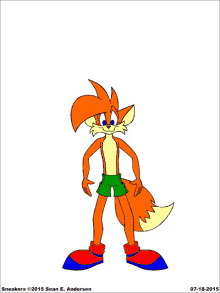 a drawing of a fox with the date of 07-18-2015